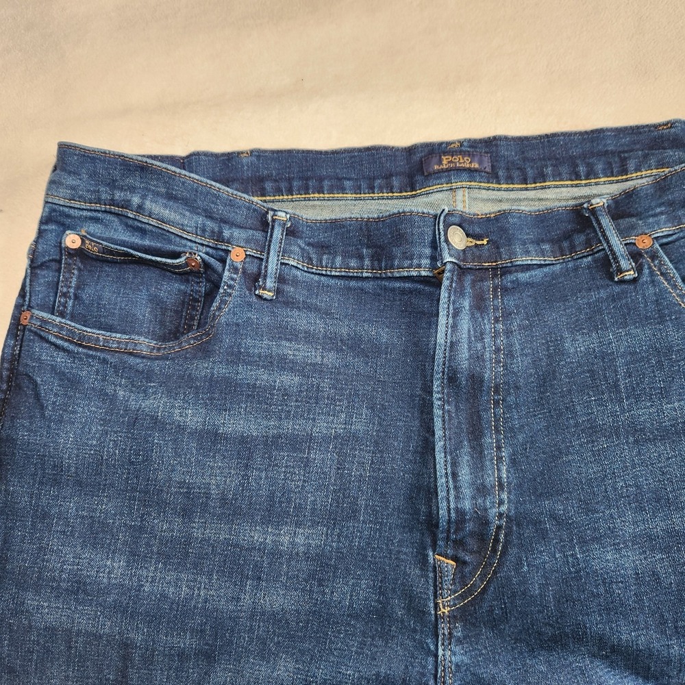 POLO RALPH LAUREN Hampton Relaxed Straight Jeans Mens 44Bx34 Blue Stretch Denim - Picture 3 of 12